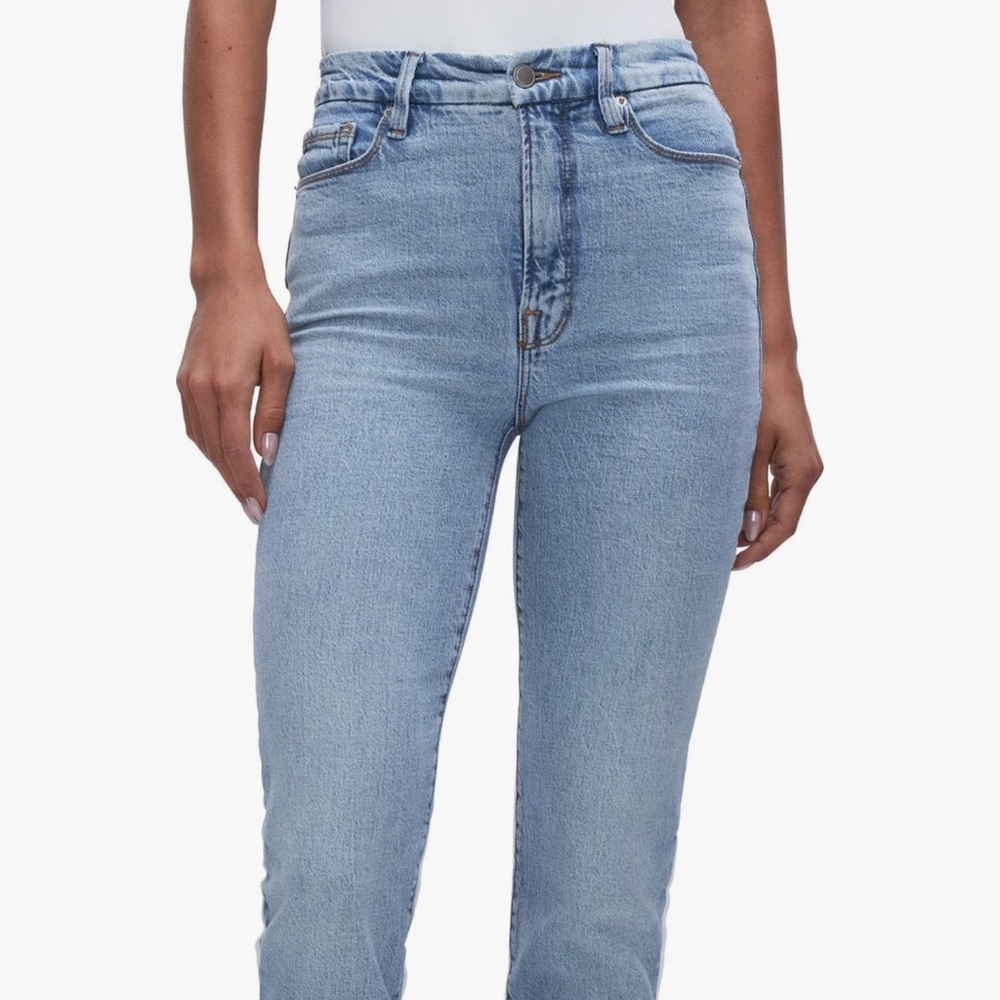 Good American Good Boy Split Hem High Waist Straight Leg Jeans